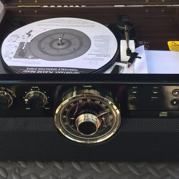 Victrola - Empire Bluetooth 6-in-1 Record Player - Gold/Brown/Black - Picture 9 of 11